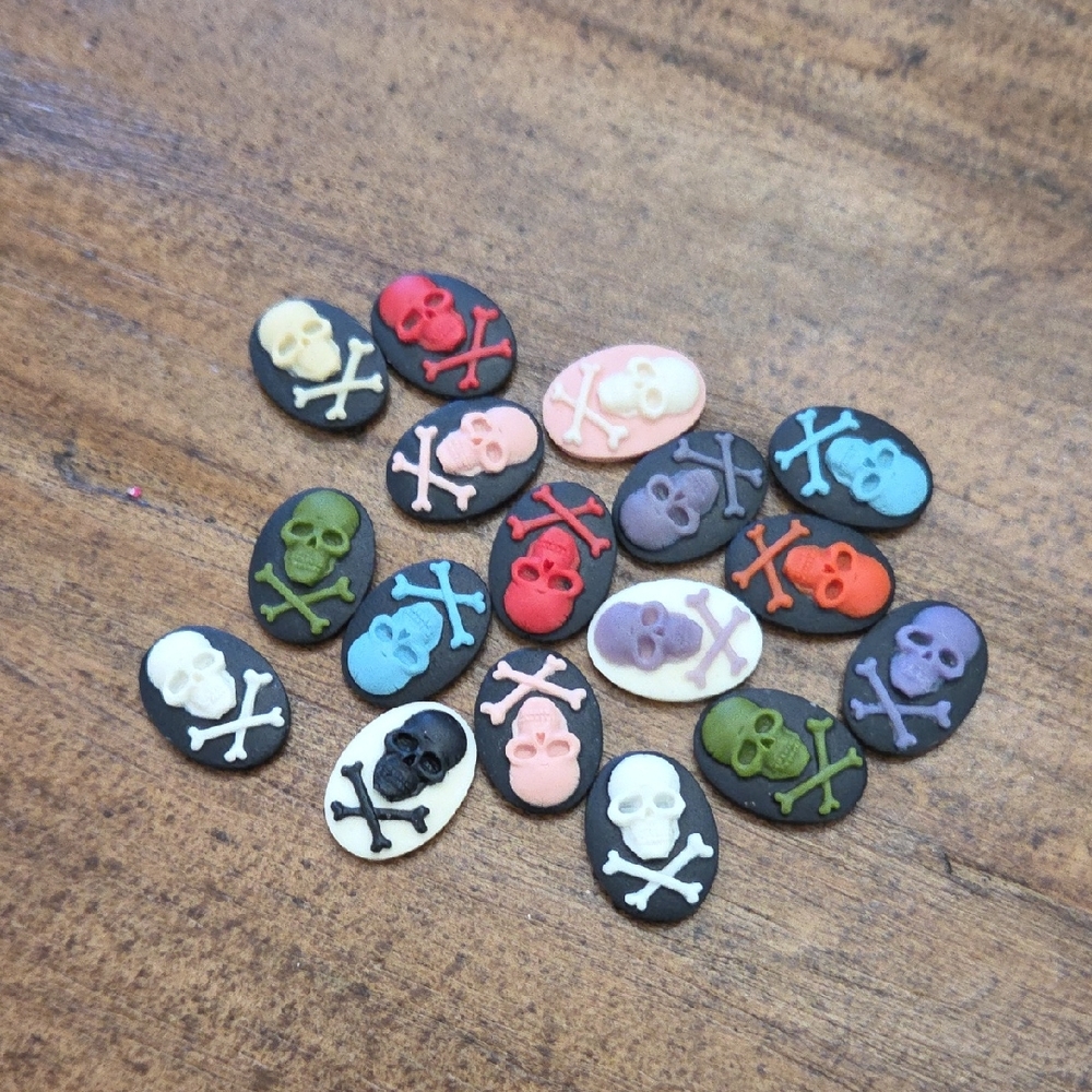 Colorful Skull and Crossbones Cabochons